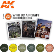 AK Interactive AK11734 Air Series WWII US Aircraft Interior Colors Acrylic Paint Set (3rd Generation)