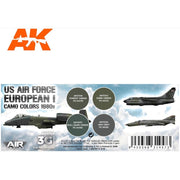 AK Interactive AK11749 Air Series US Air Force European I Camo Colors 1980s Acrylic Paint Set (3rd Generation)