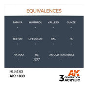 AK Interactive AK11839 Air Series RLM 83 Acrylic Paint 17ml 3rd Generation