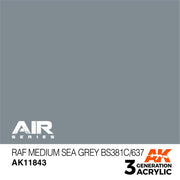 AK Interactive AK11843 Air Series RAF Medium Sea Grey BS381C/637 Acrylic Paint 17ml 3rd Generation