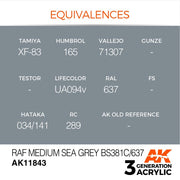AK Interactive AK11843 Air Series RAF Medium Sea Grey BS381C/637 Acrylic Paint 17ml 3rd Generation