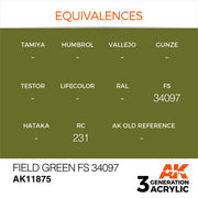 AK Interactive AK11875 Air Series Field Green FS 34097 Acrylic Paint 17ml 3rd Generation