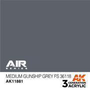 AK Interactive AK11881 Air Series Medium Gunship Grey FS 36118 Acrylic Paint 17ml 3rd Generation