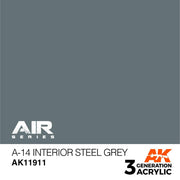 AK Interactive AK11911 Air Series A-14 Interior Steel Grey Acrylic Paint 17ml 3rd Generation