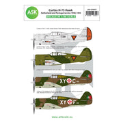 Art Scale D48001 1/48 Curtiss H-75 Netherland And Portugal Service 1940-1943 Decal Set