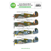 Art Scale D48002 1/48 Curtiss Mohawk IV Over Egypt And Burma 1941-1943 Decal Set