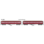 Austrains NEO PL001 HO 5 APL / 58 BPL VR Red PL Series Passenger Carriage Twin Pack