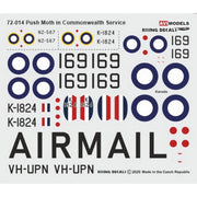 AVI Models 72014 1/72 de Havilland DH-80A Puss Moth In Commonwealth Service RNZAF, RCAF and VH-UPN Butler Air Transport