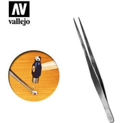 Vallejo Hobby Tools T12008 Straight Tip Stainless Steel Tweezers 175mm