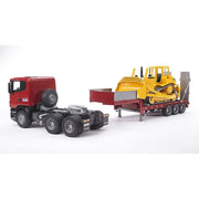 Bruder 03555 1/16 Scania R-Series Low Loader Truck with CAT Bulldozer
