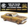 Classic Carlectables 18727 1/18 Ford XW Falcon Phase II GT-HO 1970 Bathurst Winner Gold Livery Diecast Car
