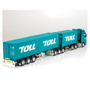 Road Ragers1/50 2019 Toll Mercedes MP04 Prime Mover with B Double Dual Toll Container Loads