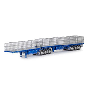 Drake Collectibles ZT09253 1/50 MaxiTRANS B Double Flat Top Diecast Trailer (Metallic Blue)