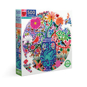 eeBoo Birds and Flowers Round 500pc Jigsaw Puzzle