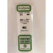 Evergreen 370 White Polystyrene Strip 0.080 x 0.312 x 24in / 2mm x 7.9mm x 61cm (9)