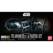 Bandai 0214502 Star Wars Vehicle Model 007 Tie Advanced X 1 & Fighter Set