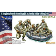Gecko Models 35GM0060 1/35 US Navy Seals Team In Action Circa 90s with Combat Rubber Raiding Craft