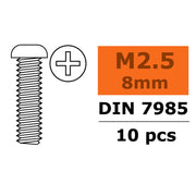 G-Force 0170-005 Pan Head Screw M2.5x8 Galvanised Steel (10 pcs)