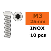 G-Force 0203-007 Socket Low Round Head Screw M3x25 Inox (10 pcs)