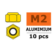 G-Force 0400-020 Nylstop Nut M2 Gold Aluminium (10 pcs)