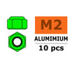 G-Force 0400-021 Nylstop Nut M2 Green Aluminium (10 pcs)