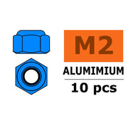 G-Force 0400-024 Nylstop Nut M2 Blue Aluminium (10 pcs)