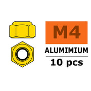 G-Force 0400-040 Nylstop Nut M4 Gold Aluminium (10 pcs)