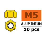 G-Force 0400-050 Nylstop Nut M5 Gold Aluminium (10 pcs)