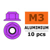 G-Force 0401-032 Flanged Nylstop Nut M3 Purple Aluminium (10 pcs)