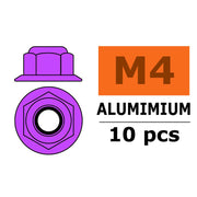 G-Force Flanged Nylstop Nut M4 Purple Aluminium (10 pcs)