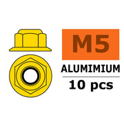 G-Force Flanged Nylstop Nut M5 Gold Aluminium (10 pcs)