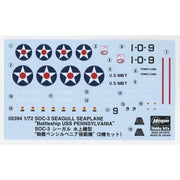 Hasegawa 02394 1/72 SOC-3 Seagull Seaplane Battleship USS Pennsylvania Two Kits In The Box