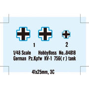 Hobby Boss 84818 1/48 German Pz.Kpfw KV-1 756( r ) Tank