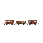 Hornby R60104 OO Triple Wagon Pack Denaby Colliery Leicester Co-Op and Hall & Co Era 3