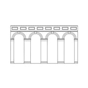 Hornby R7373 OO High Level Arched Retaining Walls Engineers Blue Brick 2pc