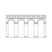 Hornby R7373 OO High Level Arched Retaining Walls Engineers Blue Brick 2pc