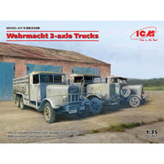 ICM DS3508 1/35 Wehrmacht 3-axle Trucks (Henschel 33D1, Krupp L3H163, LG3000) Plastic Model Kit