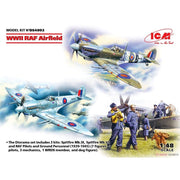 ICM DS4802 1/48 RAF Airfield Spitfire Mk IX Spitfire Mk VII RAF Pilots and Ground Personnel 7 Figures Plastic Model Kit