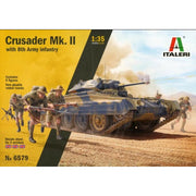 Italeri 6579 1/35 Crusader Mk II with 8th Army Infantry Rubber Tracks and 5 Figures