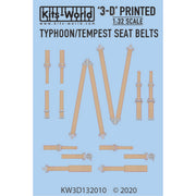 Kits World 32010 1/32 WWII Fighter Set-Hawker Typhoon - Tempest Full Colour 3D WWII Seat Belt decals