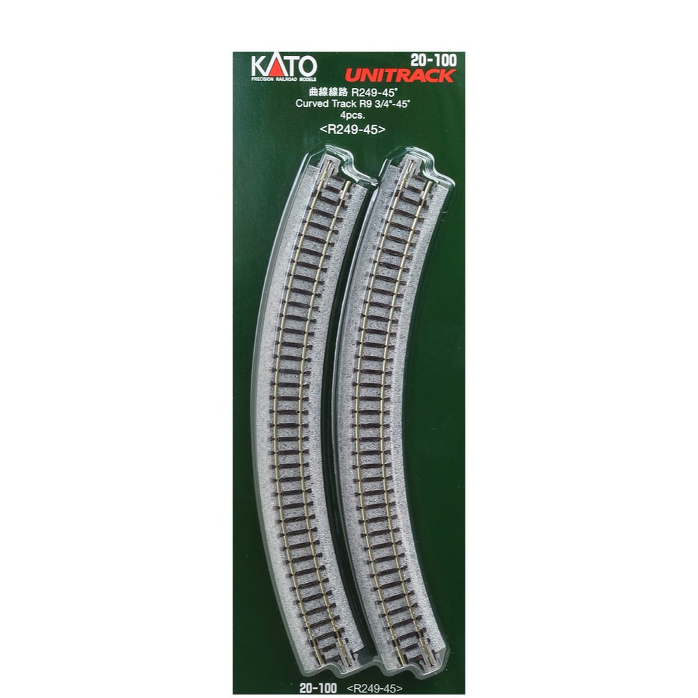 Rails Courbes KATO N°20-100 - Rayon 249mm 45°, échelle N (1/160), Pour Train Miniature (neuf)