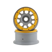 Losi LOS45036 Silver Wheels with Yellow Beadlock 2pc DBXL 2.0