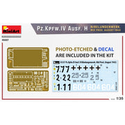 MiniArt 35337 1/35 Pz.Kpfw.IV Ausf. H Nibelungenwerk. Mid Prod. August 1943 Pz.Kpfw.IV Ausf. H NIBELUNGENWERK. MID PROD. AUGUST 1943 1:35