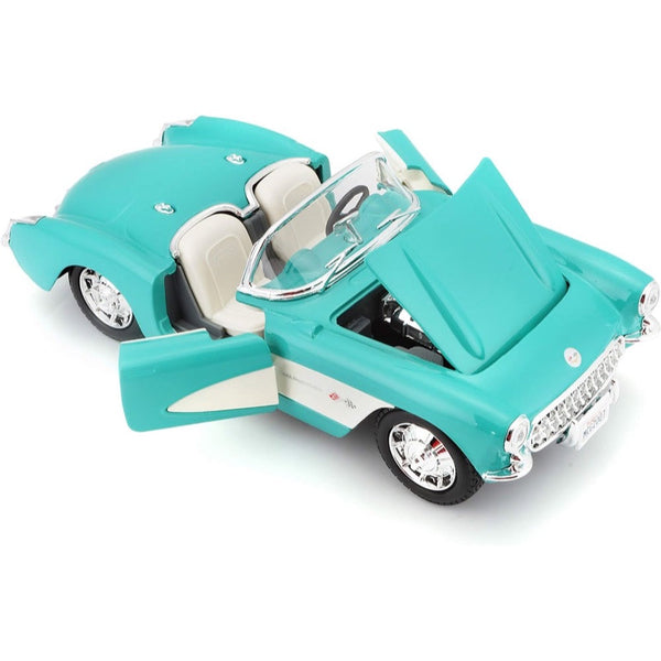 Maisto Modellauto Chevrolet Corvette '57 – Mintgrün, Detailgetreu, Mit Beweglichen Teilen