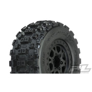 Proline Badlands MX SC 2.2/3.0 M2 (Medium) Tires Mounted on Impluse Black Wheels Fronts for Slash 2wd/Front or Rear for Slash 4x4