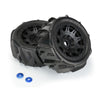 Proline 10202-10 1/6 Dumont Sand / Snow Tires Front / Rear Mounted on 24mm Black Raid Wheels 2pc