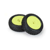 Proline 8298-12 Wedge Carpet Tyres Mounted on Yellow Wheels Mini-B Front