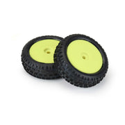 Proline 8298-12 Wedge Carpet Tyres Mounted on Yellow Wheels Mini-B Front