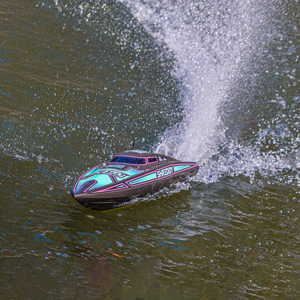 Pro Boat Shreddy Recoil 2 V2 26in Self Righting Brushless Gray Teal Shreddy RC Boat PRB08041V2T2