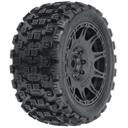 Proline 10198-11 1/6 Badlands MX57 Front or Rear 5.7 inch Tyres Mounted on Raid 8x48 Removable 24mm Hex Wheels Black 2pc